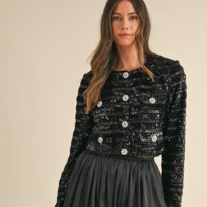 Elegant Black Sequin Jacket
